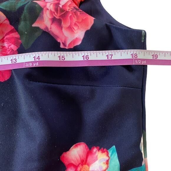 Vince Camuto Dress Women's Navy Floral Cap Sleeve  Knee Length Sz 12 - Picture 5 of 7